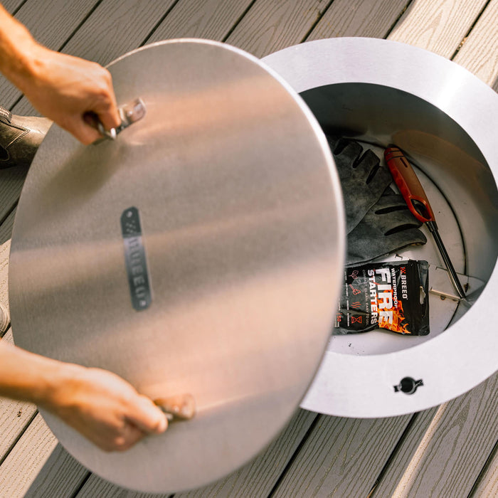 This is a photo of the Y Series fire pit with a lid