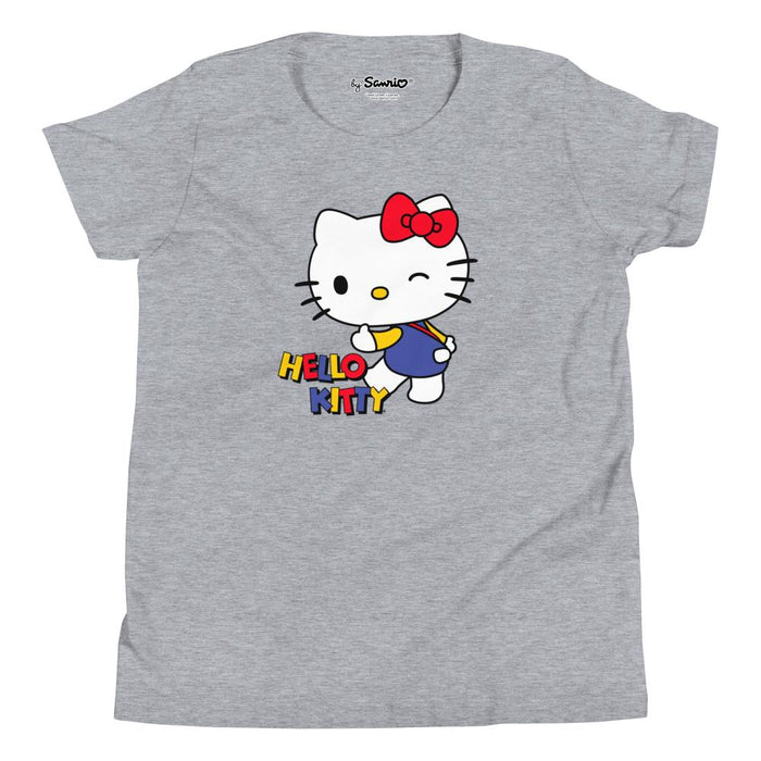 Youth Hello Kitty Primary Logo T-Shirt (Heather Gray) Apparel Printful S
