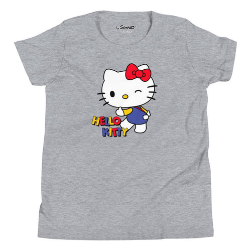 Youth Hello Kitty Primary Logo T-Shirt (Heather Gray) Apparel Printful S