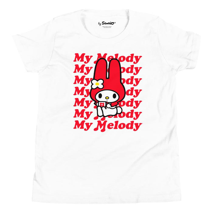 Youth My Melody Red Logo T-Shirt (White) Apparel Printful S