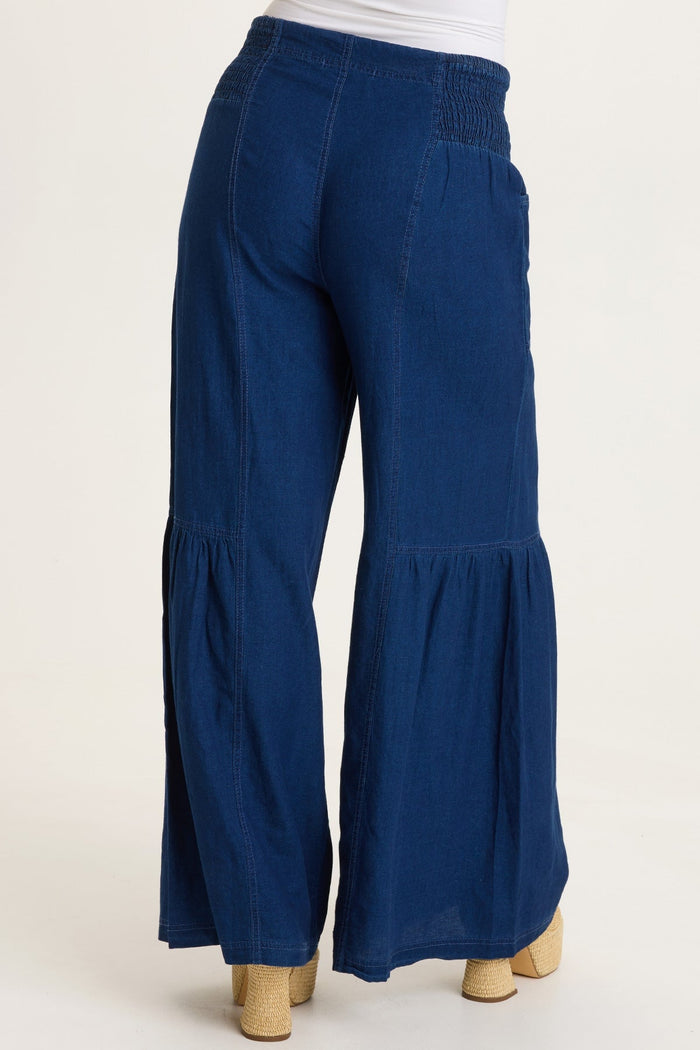 XCVI Zain Indigo Twill Tiered Wide Leg