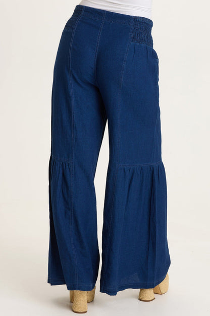 XCVI Zain Indigo Twill Tiered Wide Leg