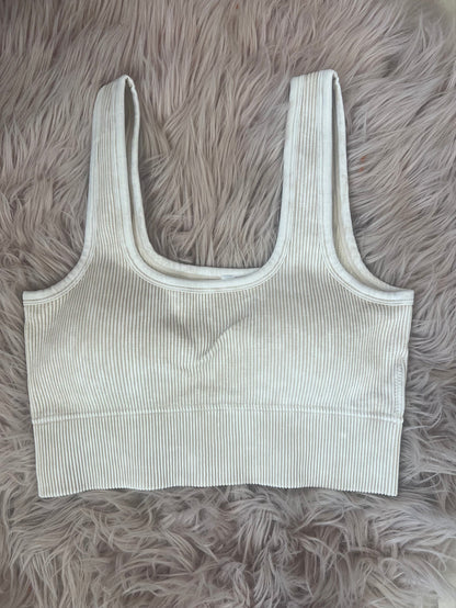 Zenana Washed Ribbed Square Neck Bralette